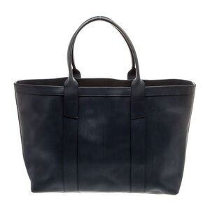 Navy Blue Leather Carryall Tote
